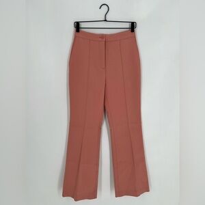 See By Chloe Cropped Bootcut Kick Flare Pintuck Suit Trousers In Muted Clay